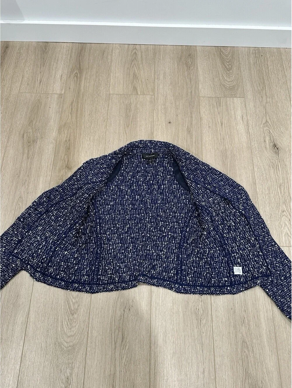 ST.JOHN Size 12 Blue Knit Jacket Blazer - Picture 8 of 13